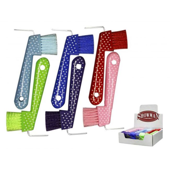 Showman Polka Dot Hoof Pick With Brush Head