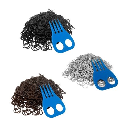 Braiding set with comb. Set includes a comb and a pack of 1000 rubber bands