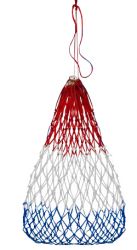 Red, white and blue 22" W x 36" H Slow feed hay net