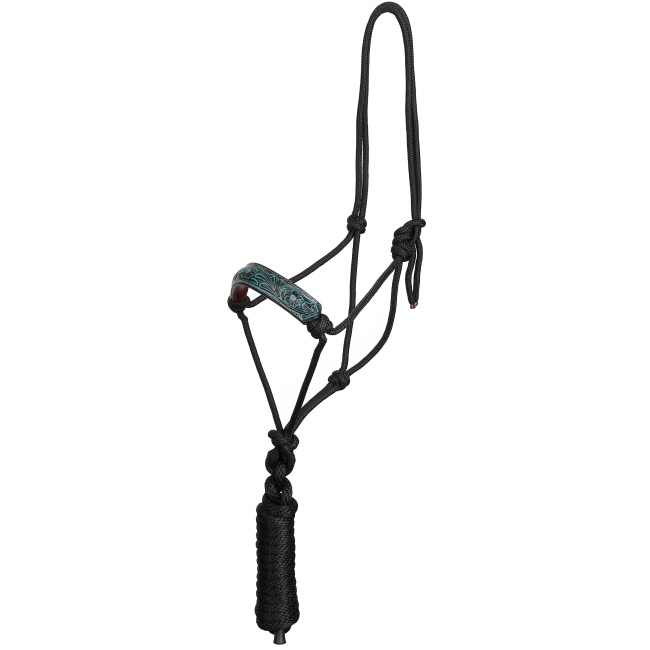 Showman Teal Wildflower Cowboy Knot Halter with Lead