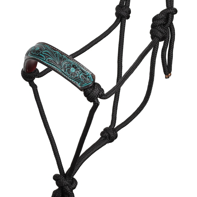 Showman Teal Wildflower Cowboy Knot Halter with Lead #2