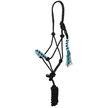 Showman Midnight Turquoise Mohair Wool Nose Cowboy Knot Halter with Lead