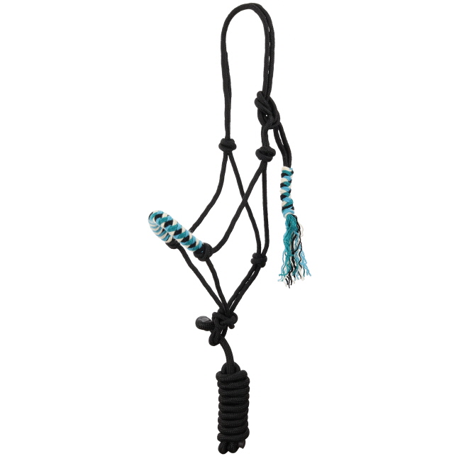 Showman Midnight Turquoise Mohair Wool Nose Cowboy Knot Halter with Lead