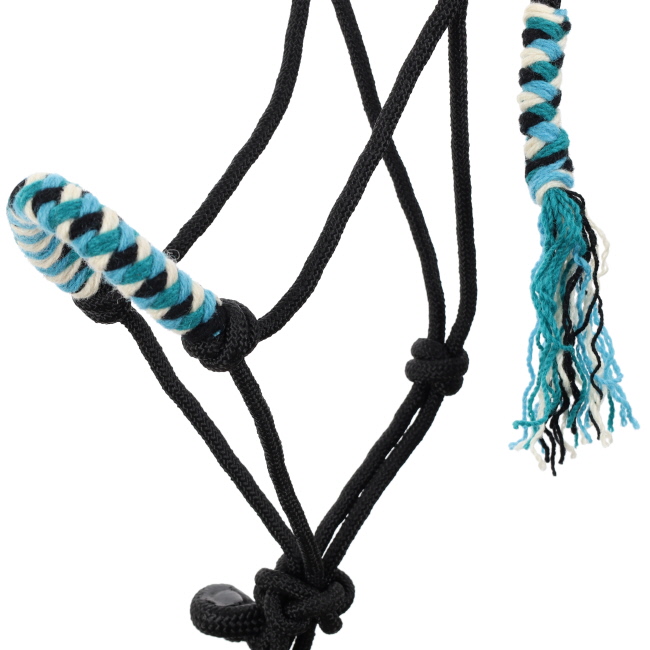Showman Midnight Turquoise Mohair Wool Nose Cowboy Knot Halter with Lead #2