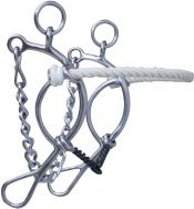 Showman stainless steel rope nose gag bit with 8" cheek. Blued steel twisted 5.25" broken mouth piece