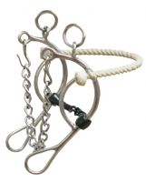 Showman stainless steel rope nose gag bit with 8" cheeks. Blued steel twisted center 5.5" mouth piece