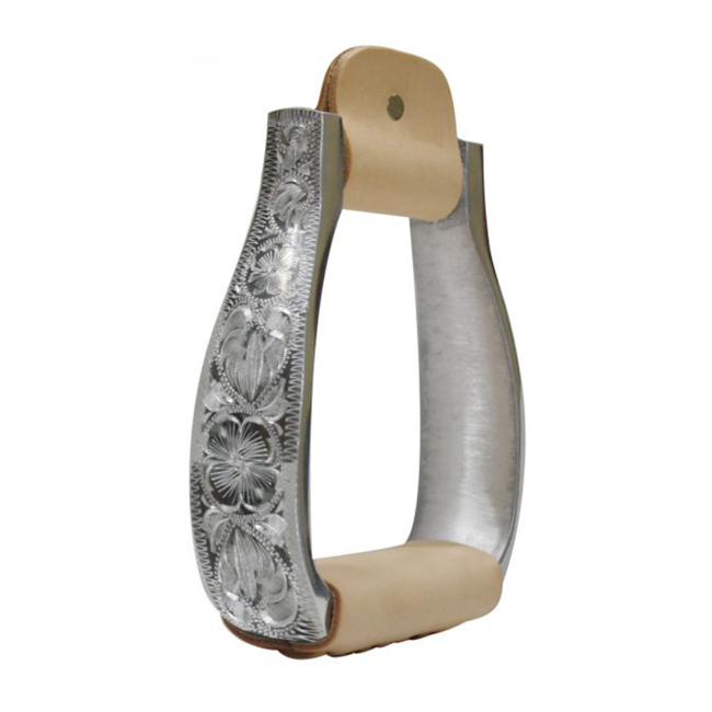 Showman Polished Aluminum Engraved Stirrups