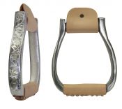 Showman Polished aluminum engraved barrel stirrups