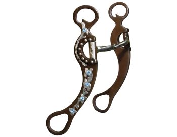 Showman brown steel bit with engraved silver flower detailing with rhinestone accents on the 8.75" cheeks. Stainless steel 5" broken mouth #2