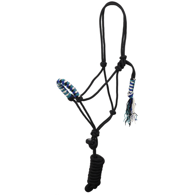 Showman Tidal Blues Mohair Wool Nose Cowboy Knot Halter with Lead