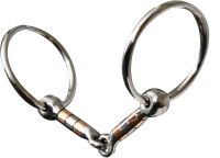 Showman Stainless steel snaffle with 5" mouth with copper and stainless rollers