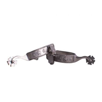 Showman Men's Stainless Steel Spur with Rope Border and Stars