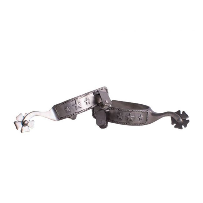 Showman Men's Stainless Steel Spur with Rope Border and Stars