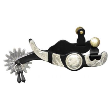Showman Black Steel Jingle Bob Spur with Silver Engraved Accents