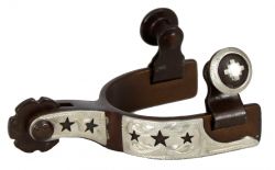 Showman toddler size antique brown steel silver show spur with cut out star