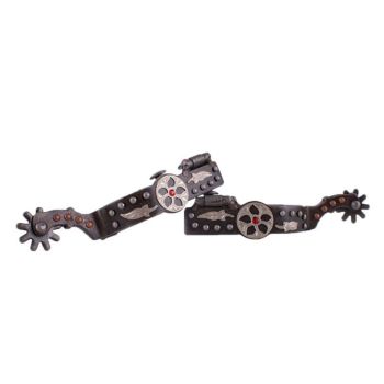 Showman Antique Gray Steel Spur with Engraved Overlays