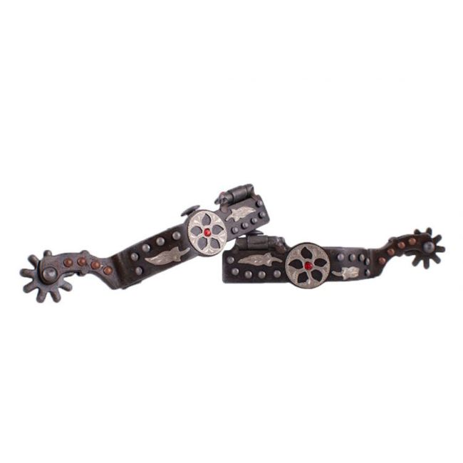 Showman Antique Gray Steel Spur with Engraved Overlays