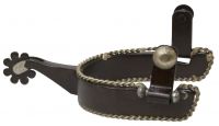 Showman Men's brown steel spur with twisted border accent