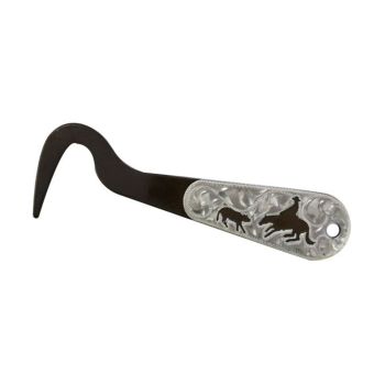 Showman Cutting Horse Brown Steel Silver Engraved Hoof Pick