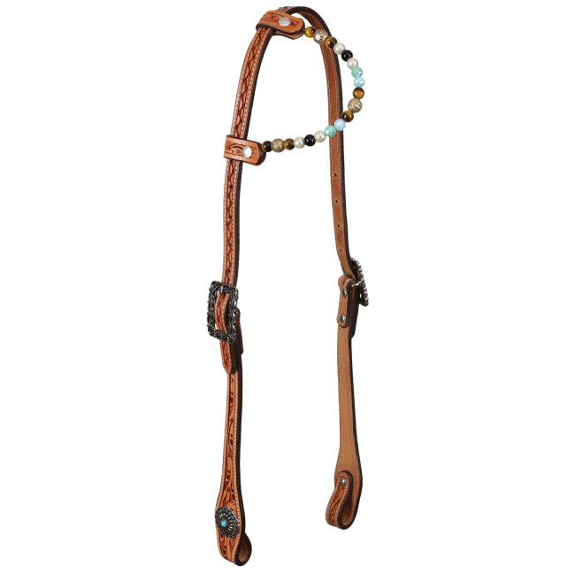 Showman Western Pearl Argentina Cow Leather One Ear Headstall