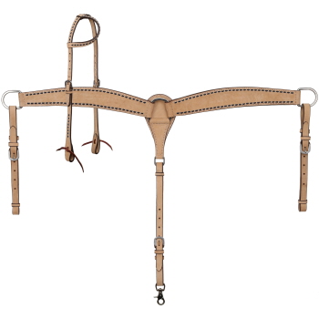Showman Stockyard Argentina Cow Leather One Ear Headstall and Breastcollar Set - Black