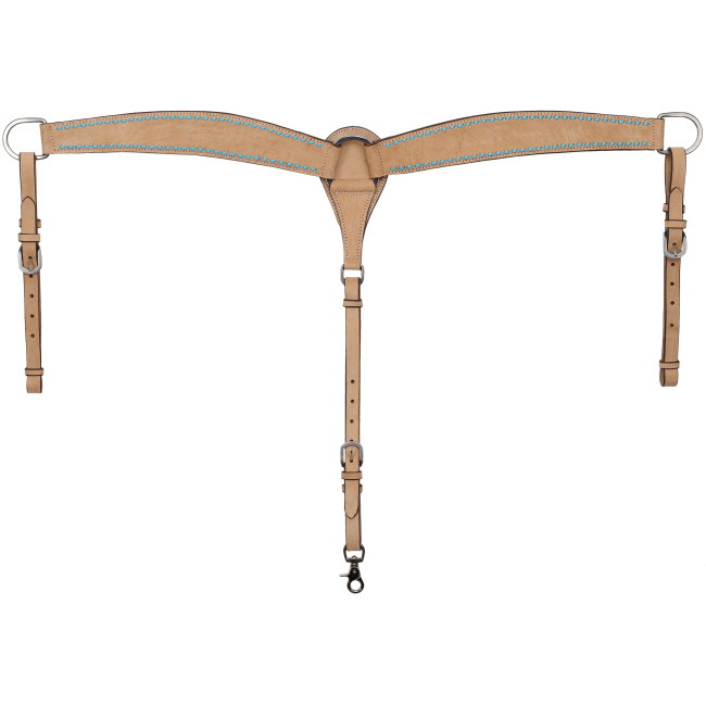 Showman Stockyard Argentina Cow Leather One Ear Headstall and Breastcollar Set - Teal #3
