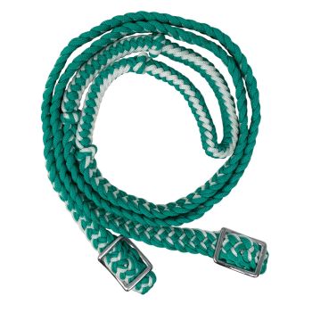 Teal and White Braided Nylon Contest Reins - 8FT