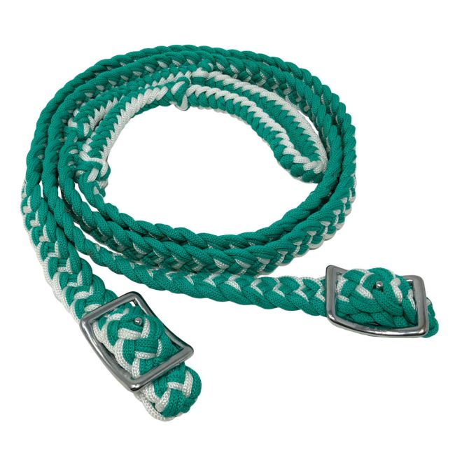 Teal and White Braided Nylon Contest Reins - 8FT #2