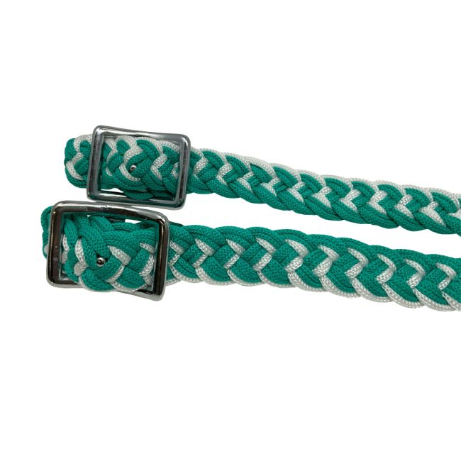Teal and White Braided Nylon Contest Reins - 8FT #3