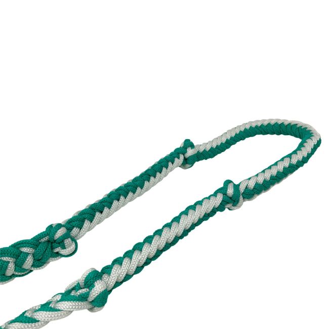 Teal and White Braided Nylon Contest Reins - 8FT #4