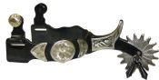 Showman Black Steel Jingle Bob silver Spur with Engraved Accents