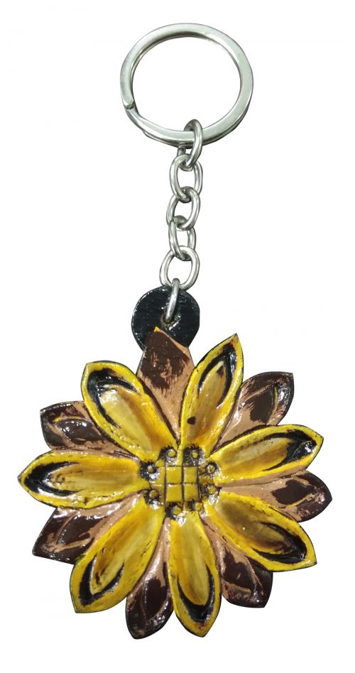 Showman 2-1&#47;2" H x 2-1&#47;2" W Cut-Out leather Sunflower keychain