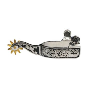 Showman Stainless Steel Spur with Floral Engravings on Black Inlay