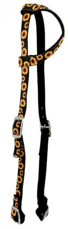 Nylon One Ear Headstall With Sunflower Design