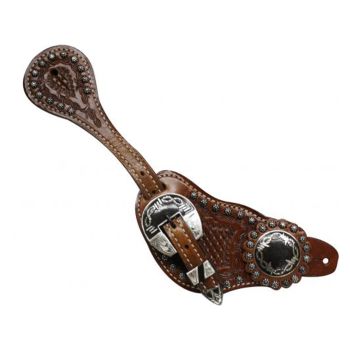 Showman Men's Barbed Wire Concho Spur Straps