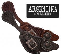 Showman Men's Size Argentina Cow Leather Crossed Guns Concho Spur Straps