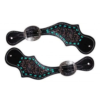 Showman Ladie's Teal Magnolia Spur Straps