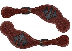 Showman Ladies size cross design spur straps