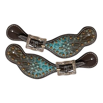 Showman Ladie's Turquoise Gator Spur Straps