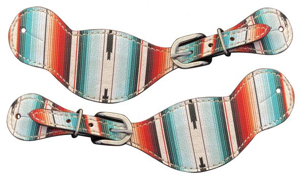 Showman LADIES Southwest print spur straps