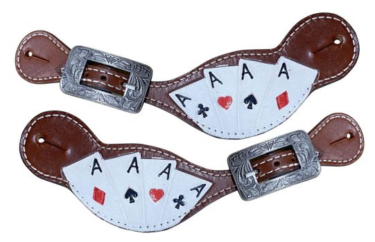 Showman Ladies "Four of a Kind" painted leather spur straps