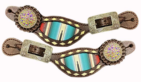 Showman Ladies Size Southwest Serape print spur straps