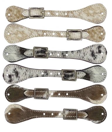 Showman Leather Hair on Cowhide Youth Spur Straps