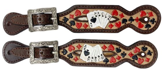 Showman Ladies 'Royal Flush' Painted Leather Spur Straps