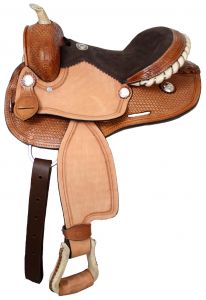 12" Double T round skirt youth saddle with suede leather seat