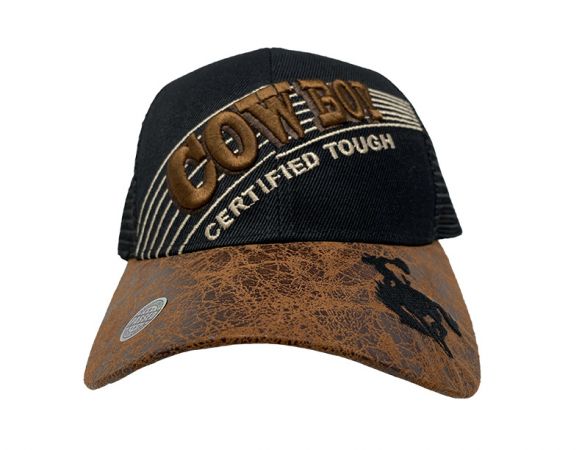 Embroidered Cowboy Certified Tough Ballcap with Bucking Horse decal #4