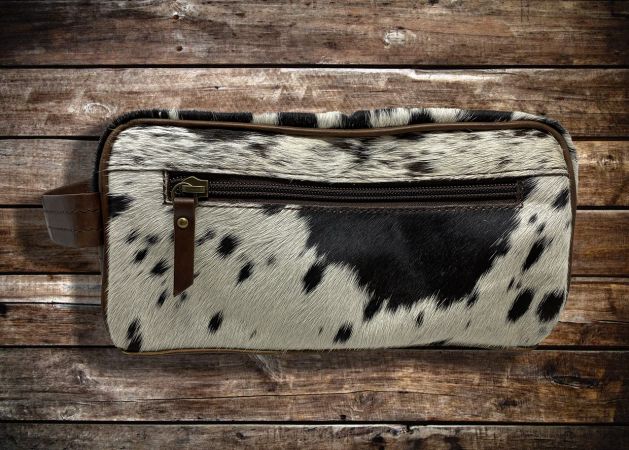 Klassy Cowgirl Genuine Hair on Cowhide Toiletry Dopp Kit Bag #4