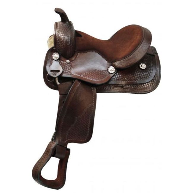 Pony Saddle with Basketweave Tooling - 12 Inch #3