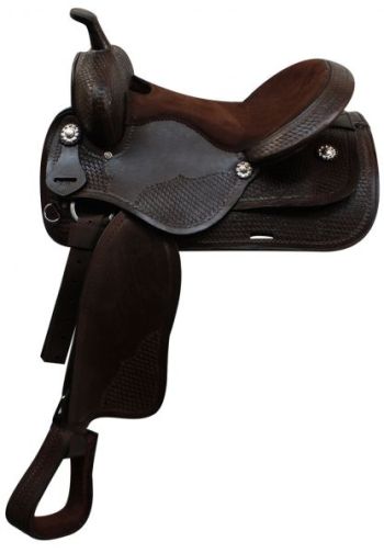 16" Economy western style saddle with suede leather seat and slightly rounded skirts #3