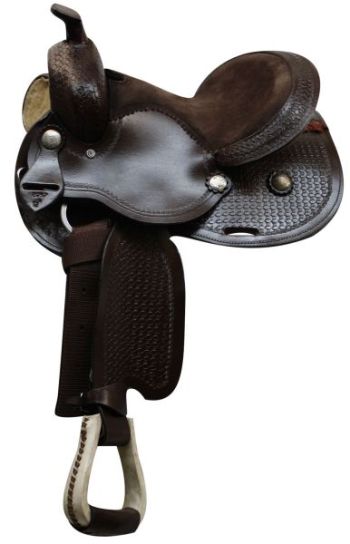 12" Economy western saddle with basket weave tooling and silver conchos #3